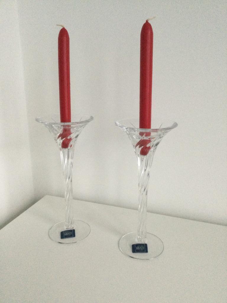 Twee MIKASA kristallen kandelaars, Ophalen of Verzenden
