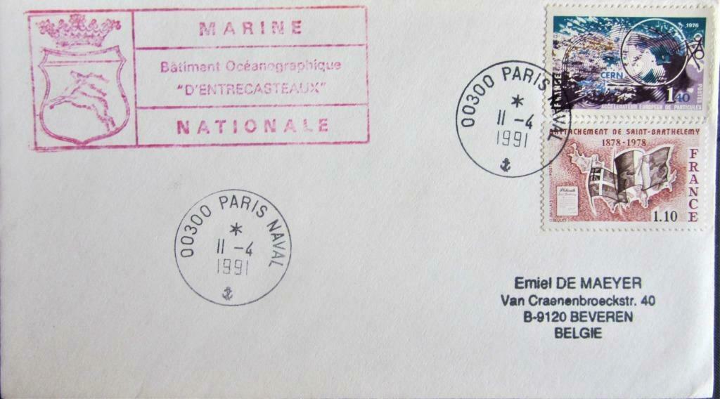 FDC- SCHEPEN- FRANKRIJK- BATIMENT OCEANOGRAPHIQUE D'ENTRECAS, Enlèvement ou Envoi, Affranchi, Autres thèmes