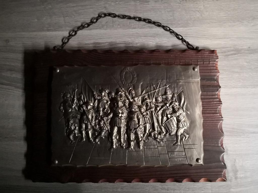 Houten kader met 3D reliëf de nachtwacht van rembrandt, Antiek en Kunst, Ophalen