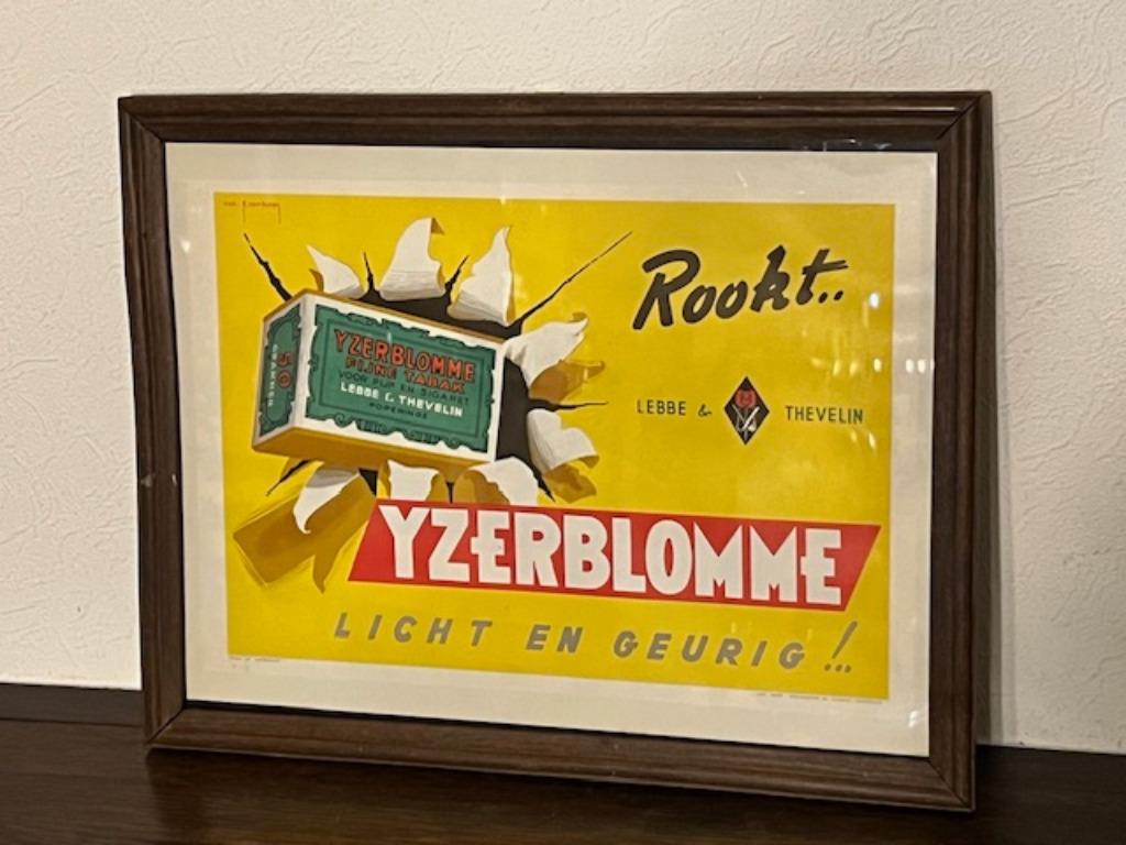 Ancienne affiche de tabac Yzerblomme de Poperinge, Lebbe, Enlèvement
