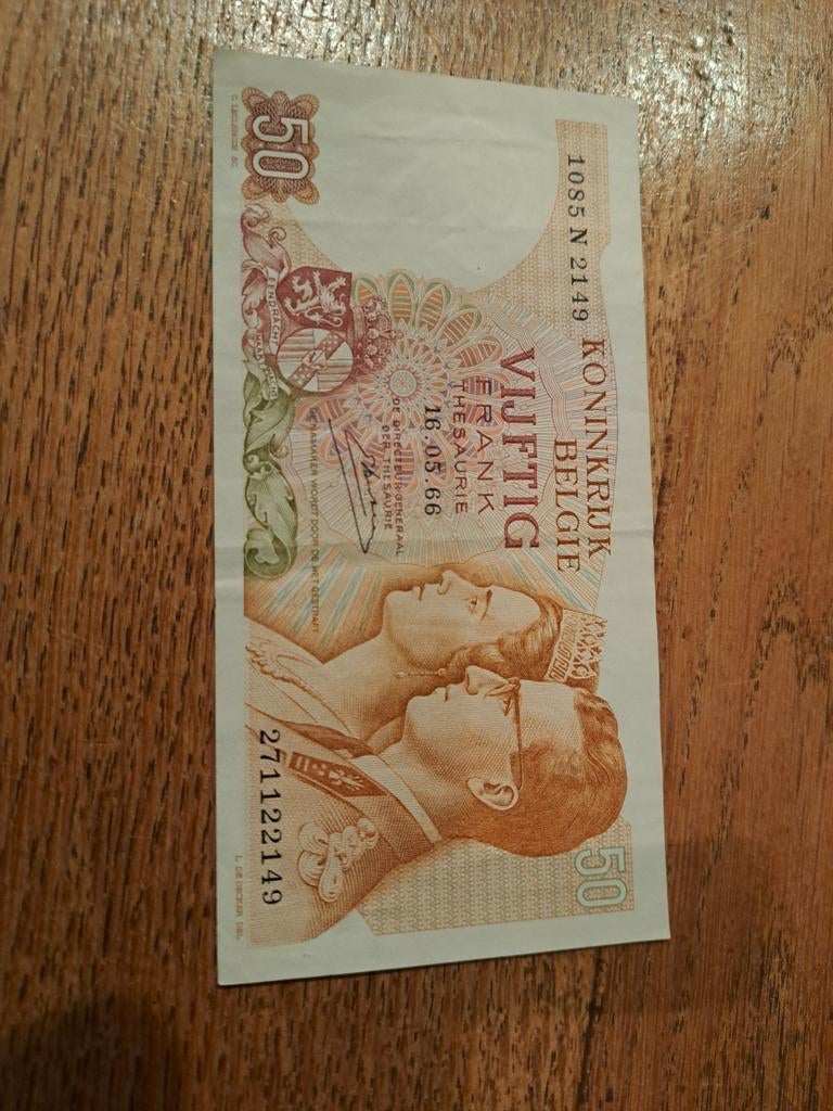 Origineel Biljet 50 franken België nieuwstaat, Ophalen of Verzenden