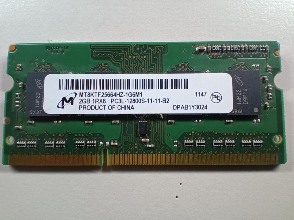 SODIMM-geheugen - MICRON 2 GB DDR3, Computers en Software, RAM geheugen, Gebruikt, 1600 (DDR3-1600), DDR3, Ophalen of Verzenden