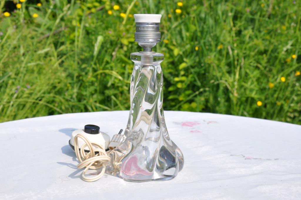 pied de lampe en cristal torsadé val st lambert ?, Antiquités & Art, Enlèvement ou Envoi
