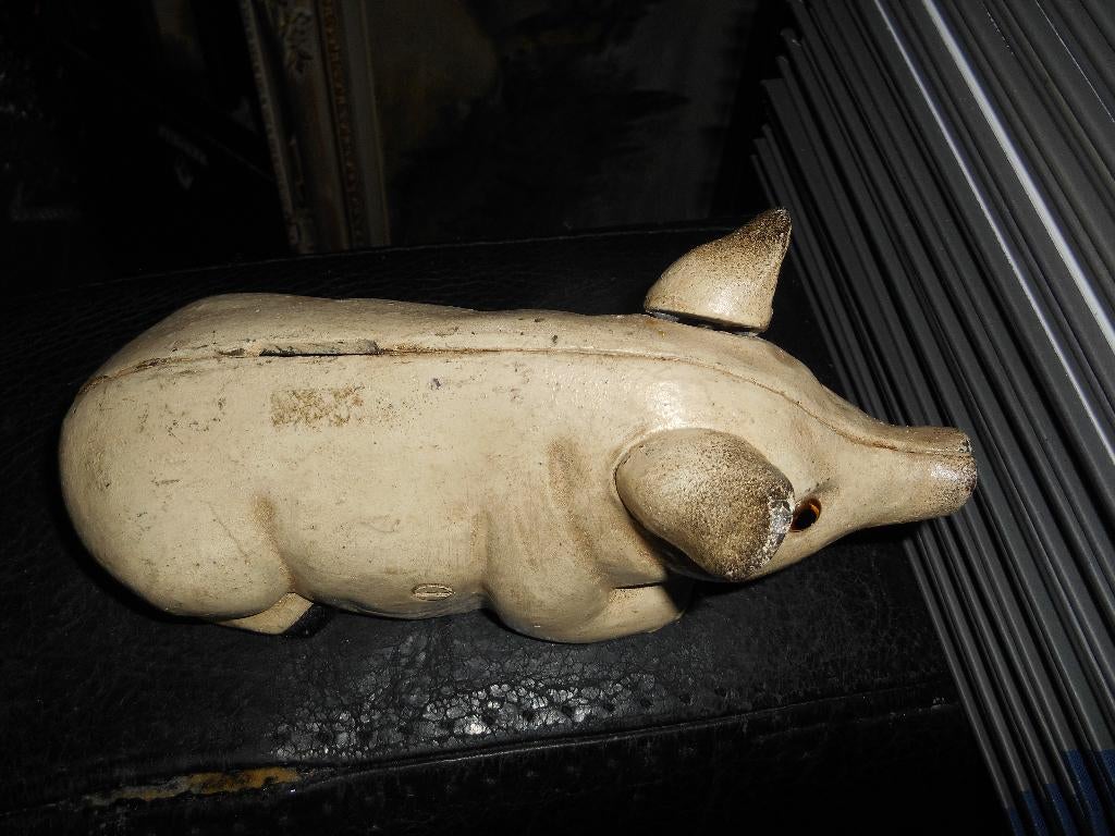 Tirelire en fonte (vintage) en forme de cochon 22cm, Enlèvement ou Envoi