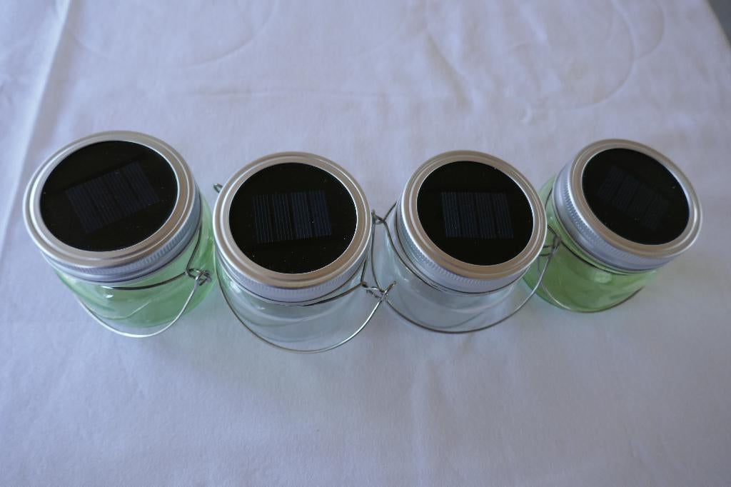 5 bocaux en verre avec couvercle  (LED à panneau solaire), Maison & Meubles, Enlèvement ou Envoi, Comme neuf