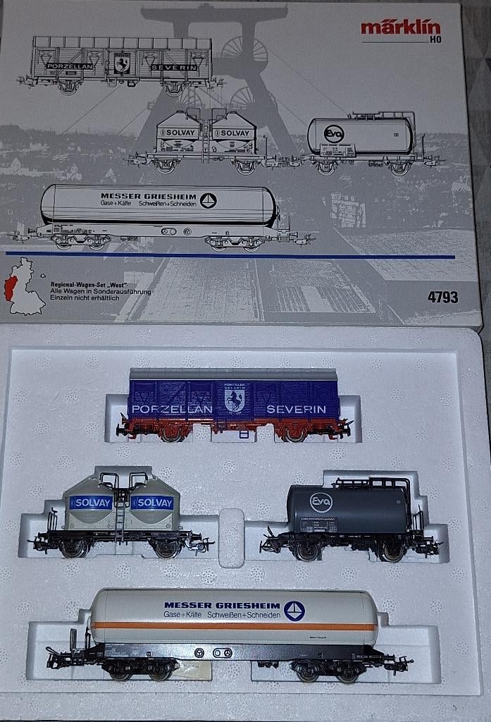 Märklin HO 4793 set 4 goederenwagons van de DB, Enlèvement ou Envoi, Comme neuf, Wagon, Märklin