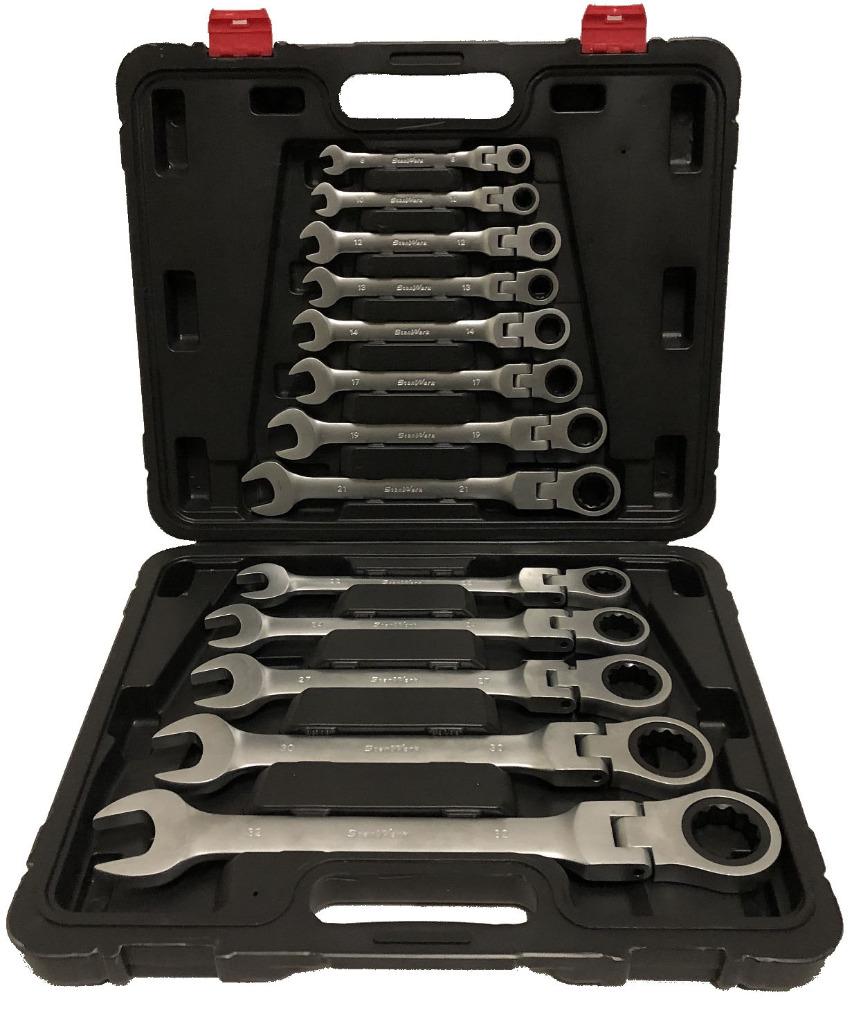 Steek- ringratel sleutel set 13dlg. Flexibele kop, Ophalen of Verzenden