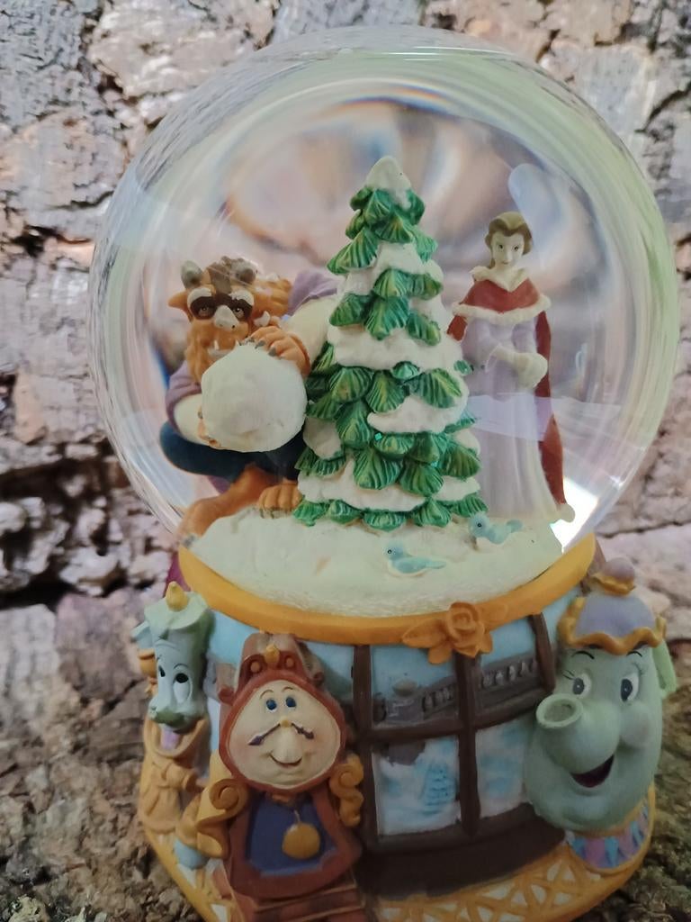 Vintage Disney Belle en het beest muzikale sneeuwbol, Verzamelen, Disney, Zo goed als nieuw, Beeldje of Figuurtje, Overige figuren