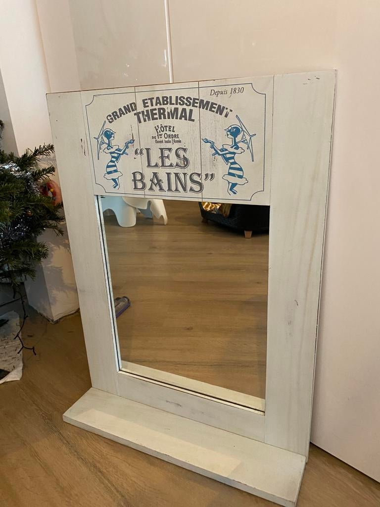 Grand miroir avec tablette, Maison & Meubles, Enlèvement, Comme neuf