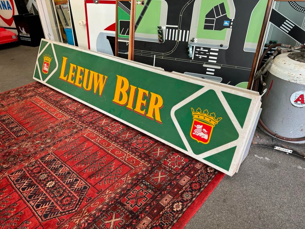 LEEUW BIER oude reclame lichtbak XXL, Ophalen of Verzenden, Gebruikt, Lichtbak of (neon) lamp