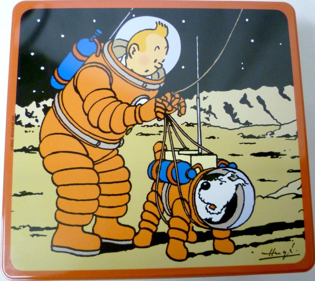 Boîte métal 1 Kg - 2006 - On a marché sur la Lune - Tintin &, Ophalen, Zo goed als nieuw, Koek(jes), Overige merken