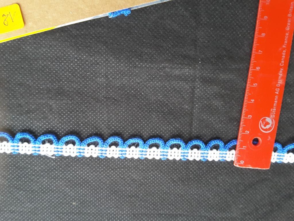 petit galon 15 mm blanc et bleu moyen motif feston G15129, Enlèvement ou Envoi, Neuf