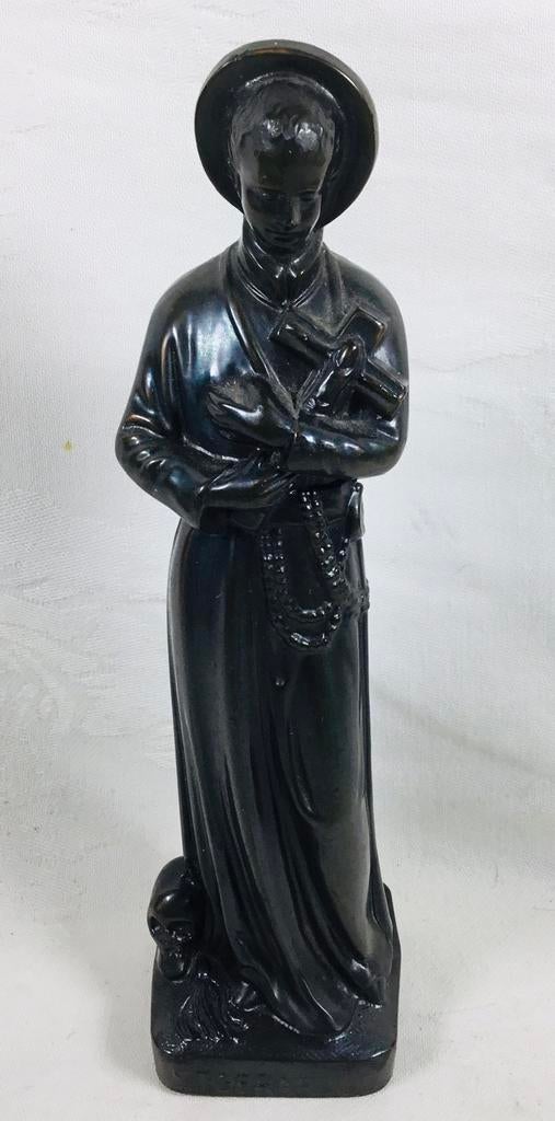 Antiek beeld St Gerardus tin zamak, Antiek en Kunst, Ophalen of Verzenden
