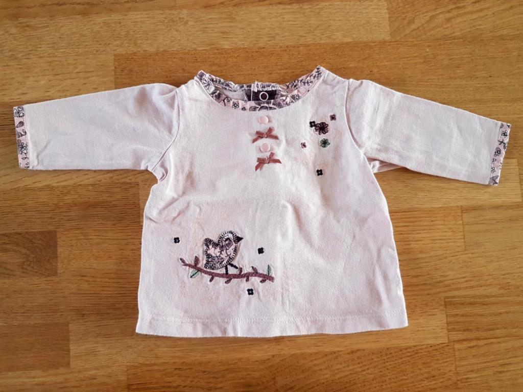 SERGENT MAJOR - Jolie blouse rose clair + oiseau T.3 mois/60, Enlèvement ou Envoi, Utilisé, Sergent Major, Chemisette ou Manches longues