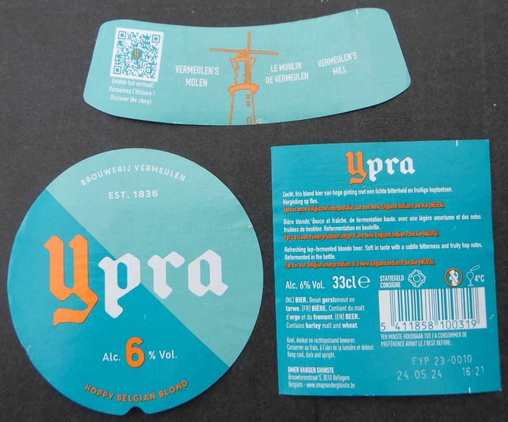 Bieretiket Ypra Brouwerij Vander Ghinste (8t4), Verzamelen, Verzenden, Gebruikt