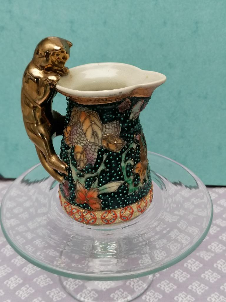 Antiek Japans Satsuma kruikje Meiji periode Goud Kat 13cm, Enlèvement ou Envoi