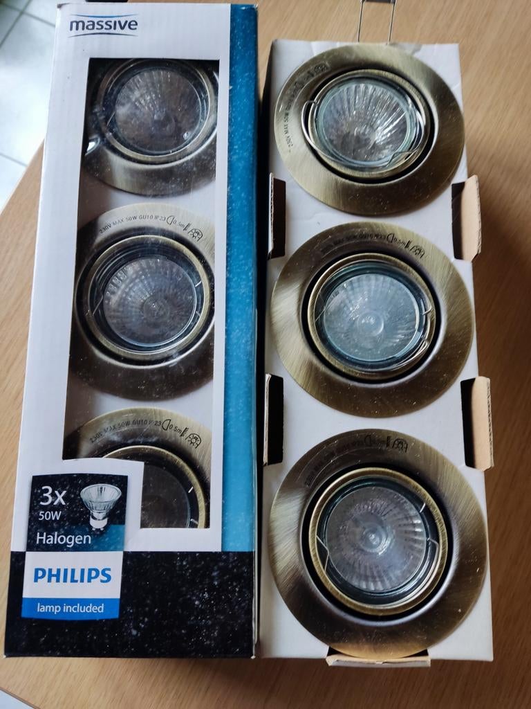 6 x Philips Massive inbouwspots GU10 IP23 + lampen, Ophalen of Verzenden, Led