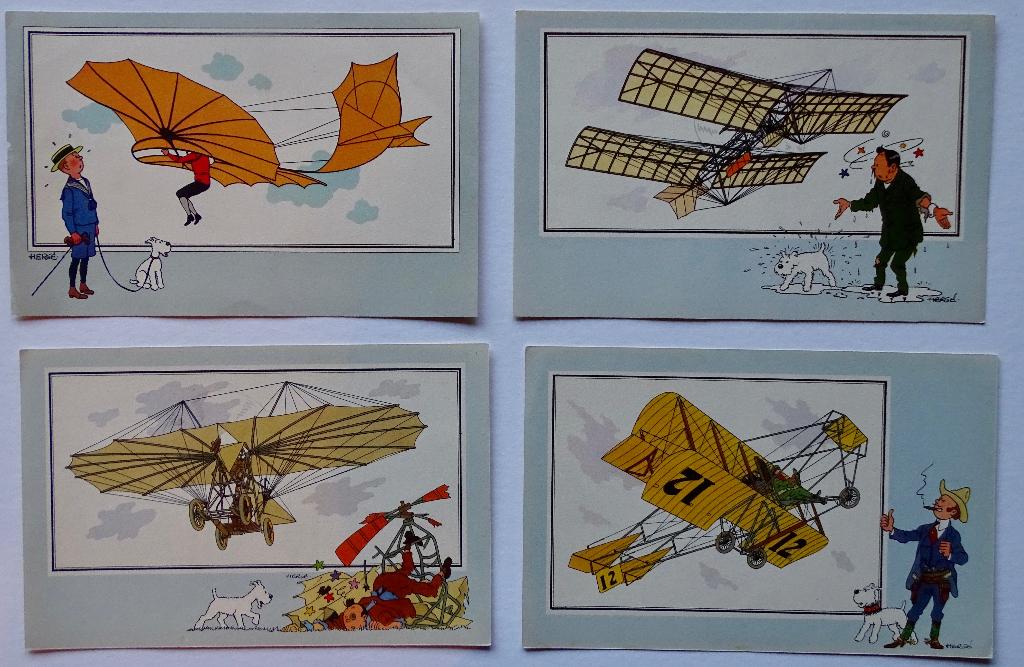 Tintin 4 chromos Aviation tome 1 Voir et Savoir, Livres, Enlèvement, Comme neuf
