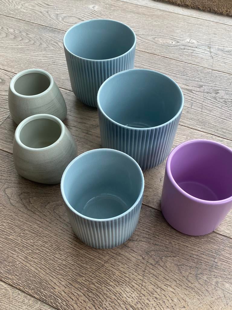 Pots de fleurs, caches-pots céramiques 8-18 cm en diamètre, Tuin en Terras, Ophalen of Verzenden, Zo goed als nieuw, Balkon