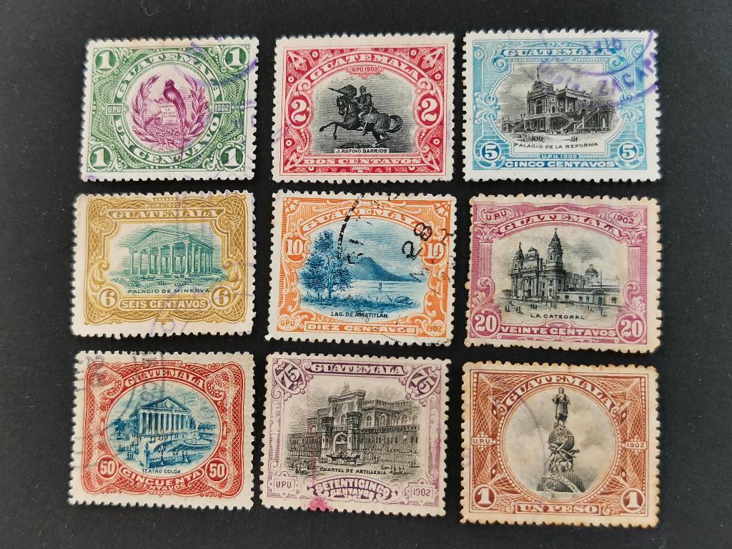 Guatemala 1902 - oiseaux, statues, bâtiments, Enlèvement ou Envoi, Affranchi, Amérique centrale