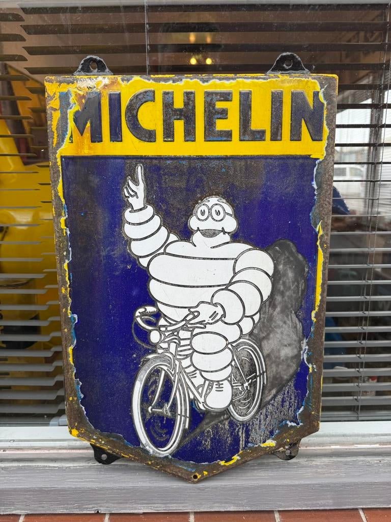 Zeldzaam Michelin emaille reclamebord, Verzamelen, Merken en Reclamevoorwerpen, Gebruikt, Reclamebord, Ophalen of Verzenden