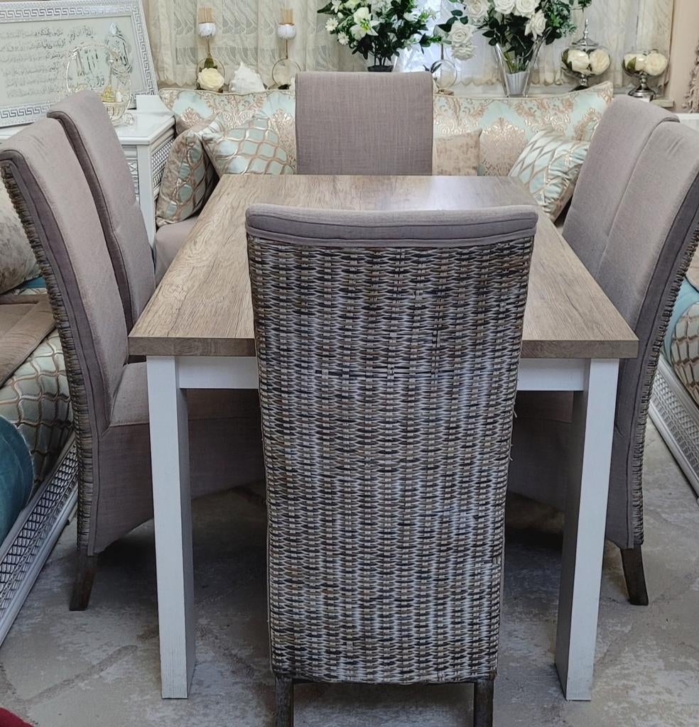 Table à manger + 6 chaises – très bon état, Jardin & Terrasse, Ensembles de jardin, Bois, Enlèvement