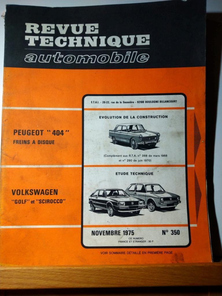 RTA - VW Golf - Scirocco - Peugeot 404 - n 350, Auto diversen, Handleidingen en Instructieboekjes, Verzenden