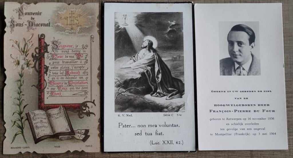 3 oude rouwprentjes (jaren '20-'30), Verzamelen, Ophalen of Verzenden