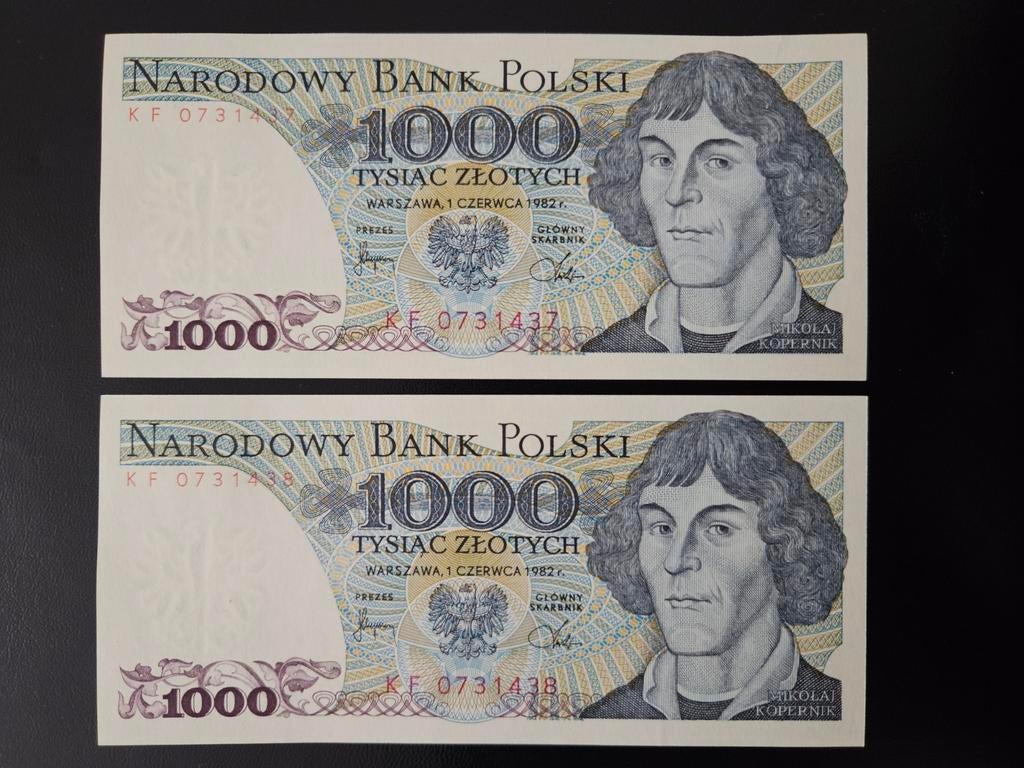 2 x 1000 zlotys polonais 1982 année UNC, Enlèvement ou Envoi, Pologne, Série