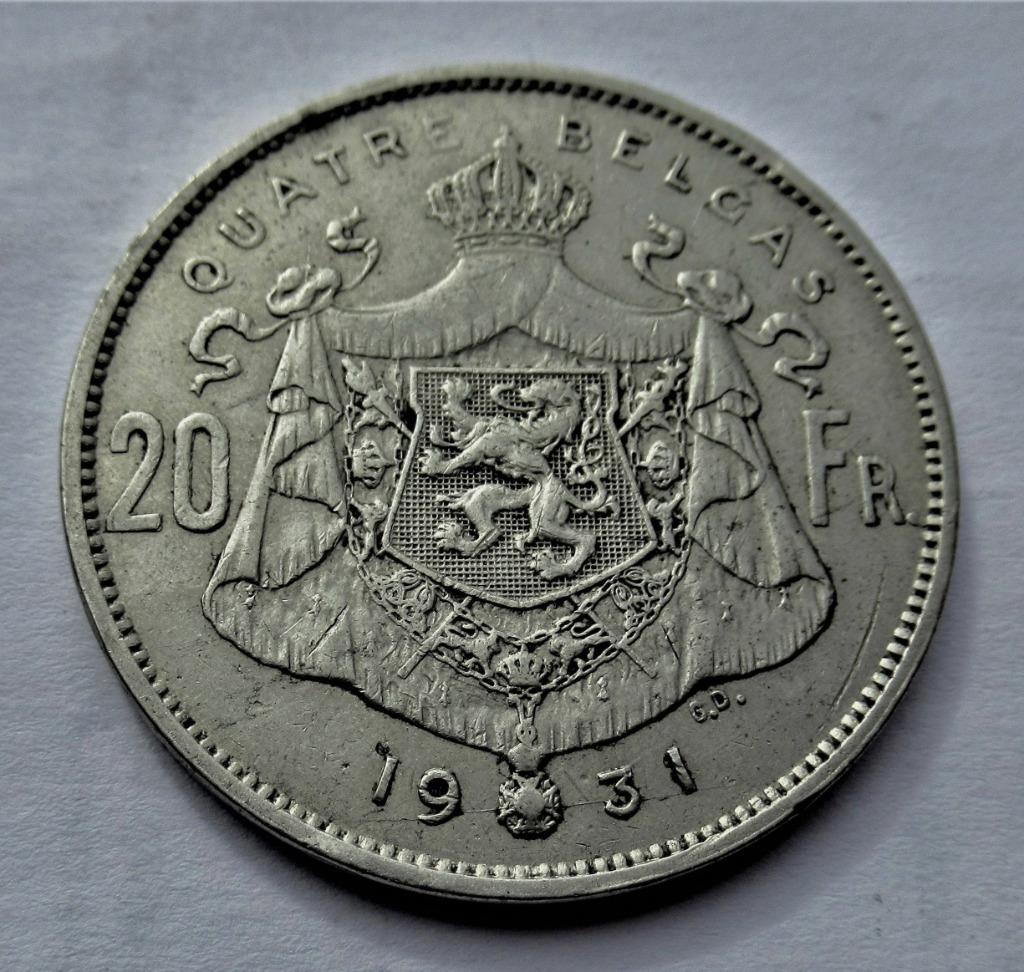 België 20 francs 1931 FR, Verzenden, België