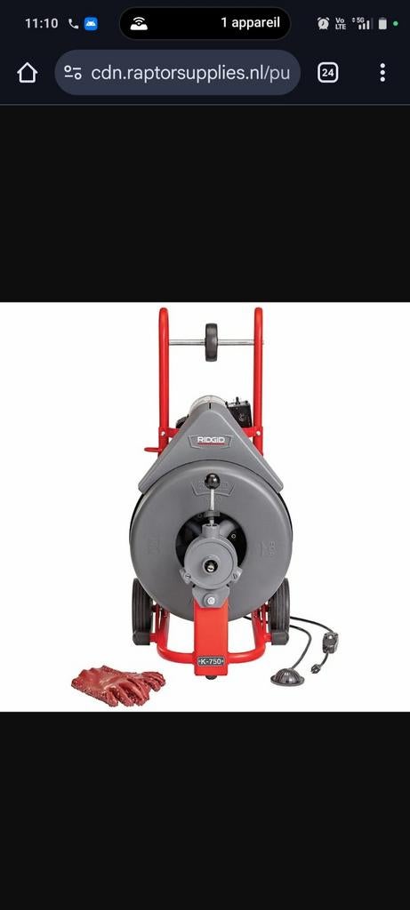 Machine de curage RIDGID K-750 – Occasion, Doe-het-zelf en Bouw, Gereedschapskisten, Ophalen of Verzenden