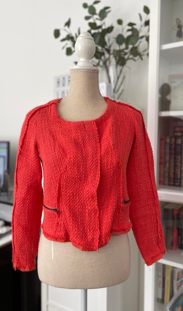 Veste orange t.36, Gedragen, Maat 36 (S), Oranje, Jasje