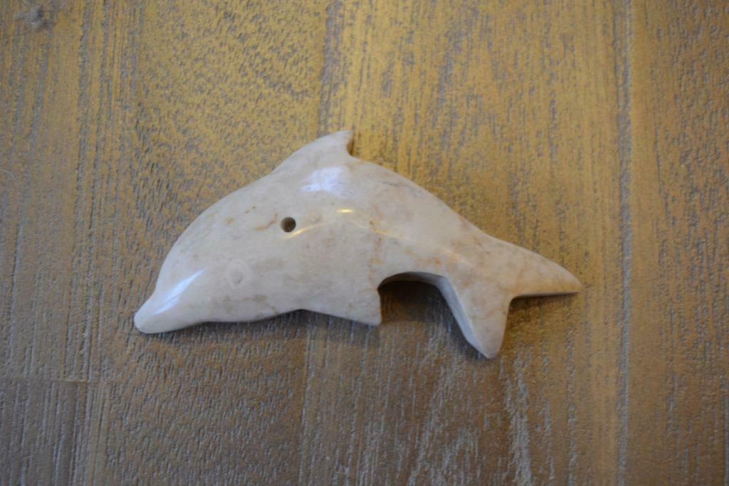 Dolfijn van steen (marmer?) wierookhouder, Antiek en Kunst, Curiosa en Brocante, Ophalen of Verzenden