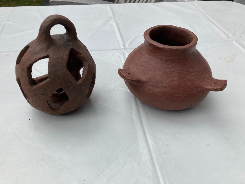 Terracotta hang bloempot en kaarsenhouder, Gebruikt, Rond, Ophalen of Verzenden, Balkon