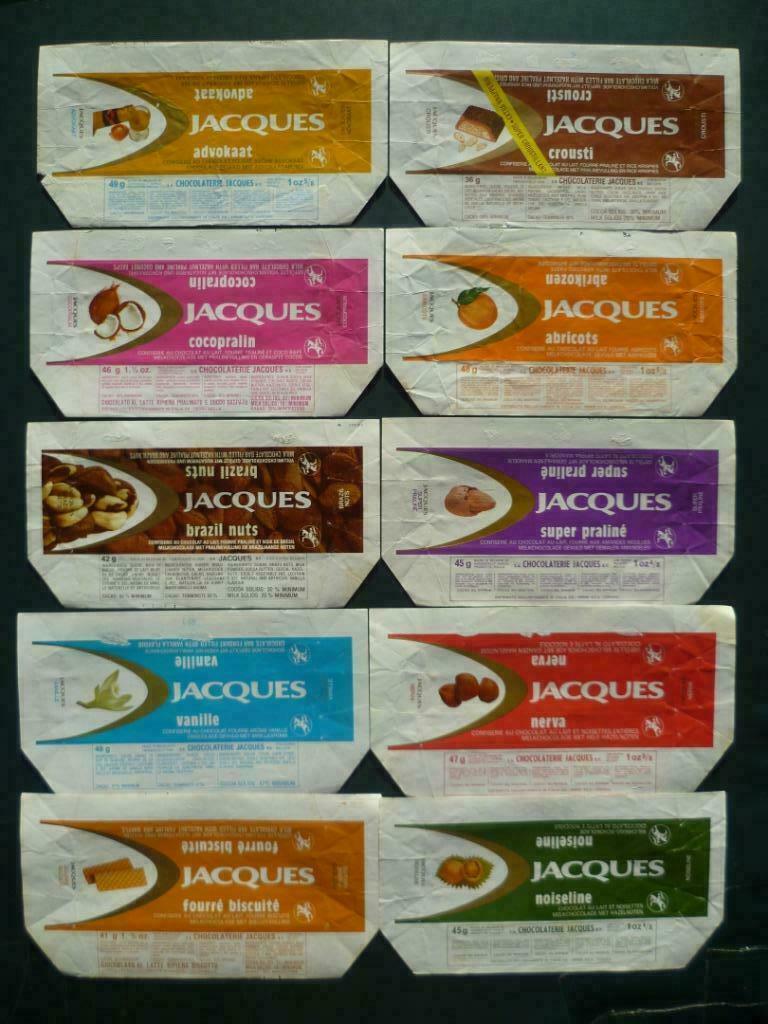 chocolade Jacques  chocolat x 10 emballage wikkels omslagen, Ophalen of Verzenden, Gebruikt