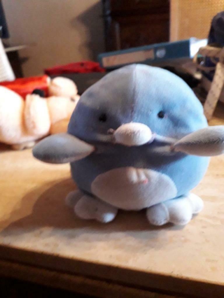 Peluche pingouin blanc bleu clair, Enlèvement ou Envoi, Utilisé, Autres types