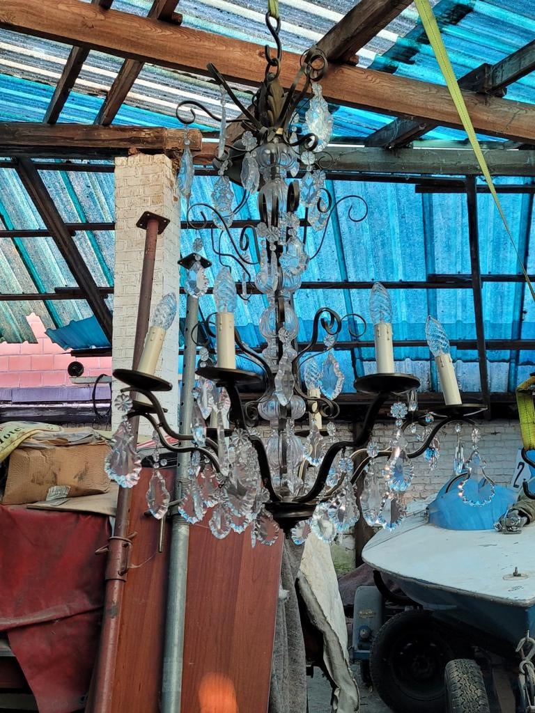 Vintage kroonluchter met kwastjes, Tuin en Terras, Ophalen, Zo goed als nieuw
