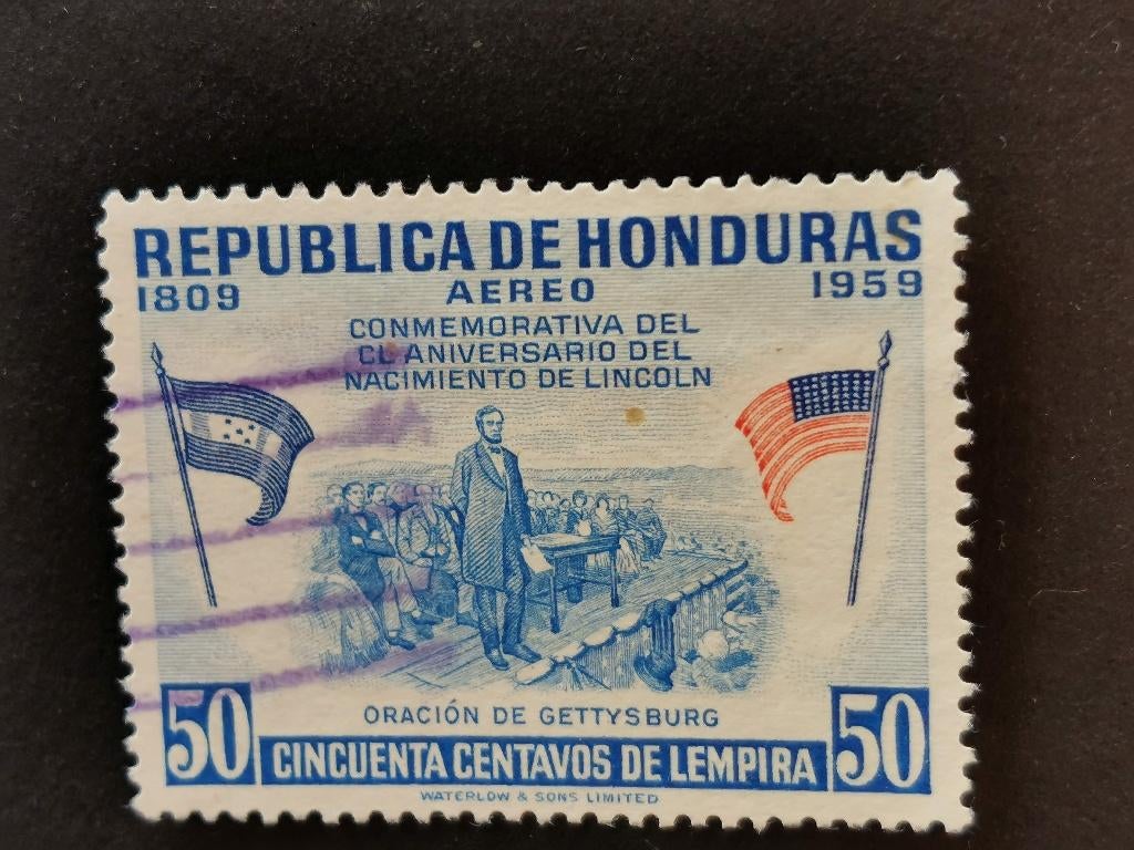 Honduras 1959 - Président Lincoln, drapeaux, Enlèvement ou Envoi, Affranchi, Amérique centrale