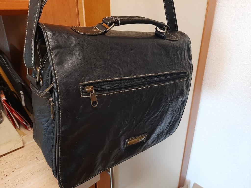 Sac de voyage / ordinateur en cuir souple brun foncé, Enlèvement ou Envoi, Comme neuf, Brun