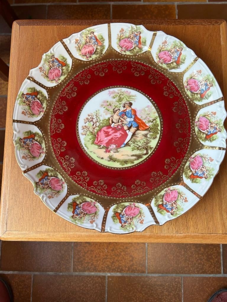 Vintage porseleinen sierbord met liefdesverhaal, Ophalen, Zo goed als nieuw