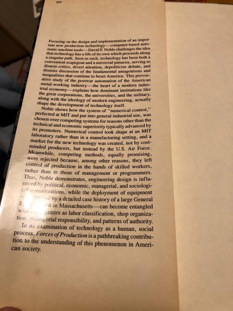 les forces de production - David F Noble, David F Noble, Enlèvement ou Envoi, Management, Utilisé