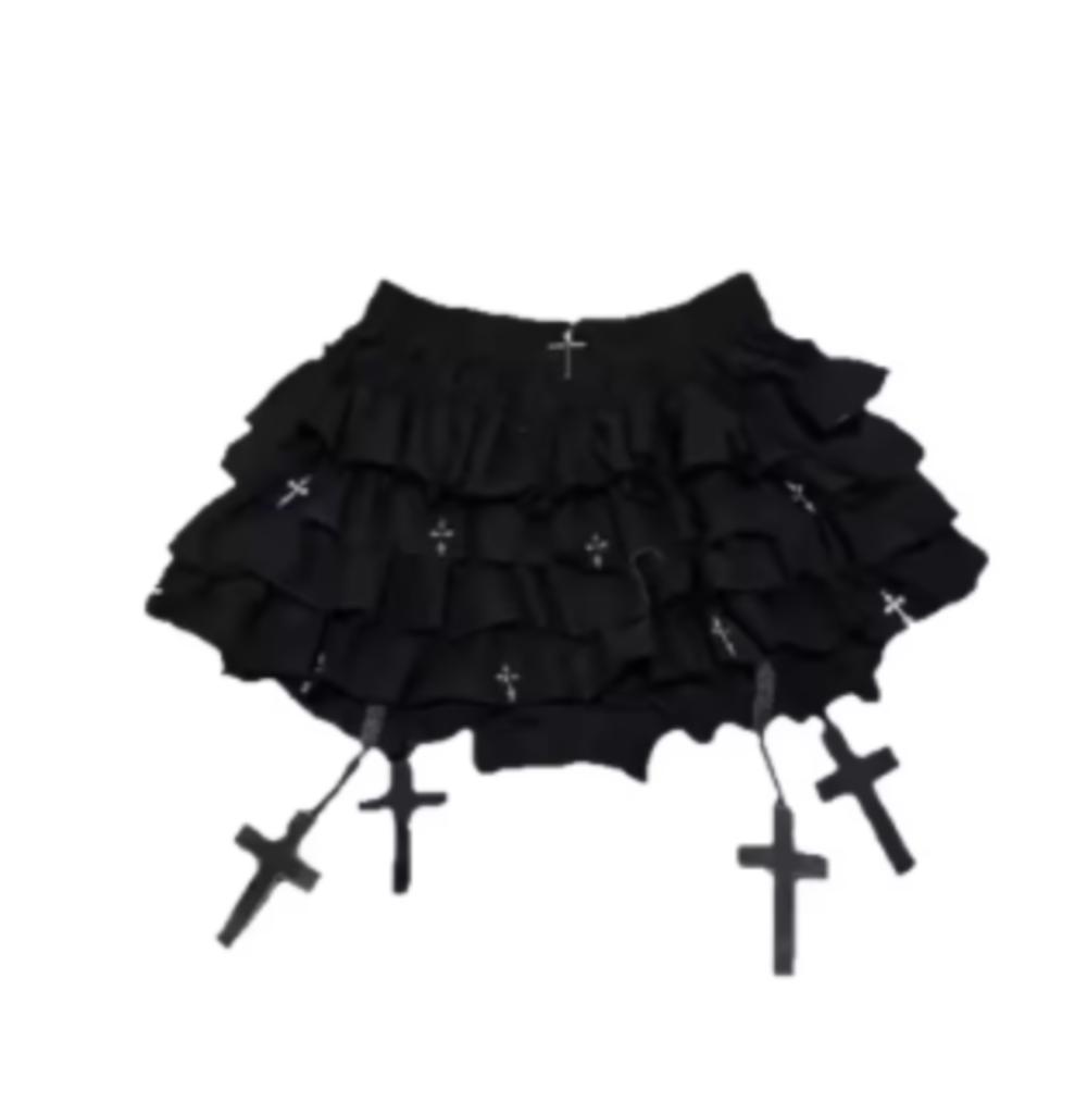Prachtige zwarte Gothic rok met kruisjes, Kleding | Dames, Ophalen of Verzenden, Nieuw, Maat 34 (XS) of kleiner