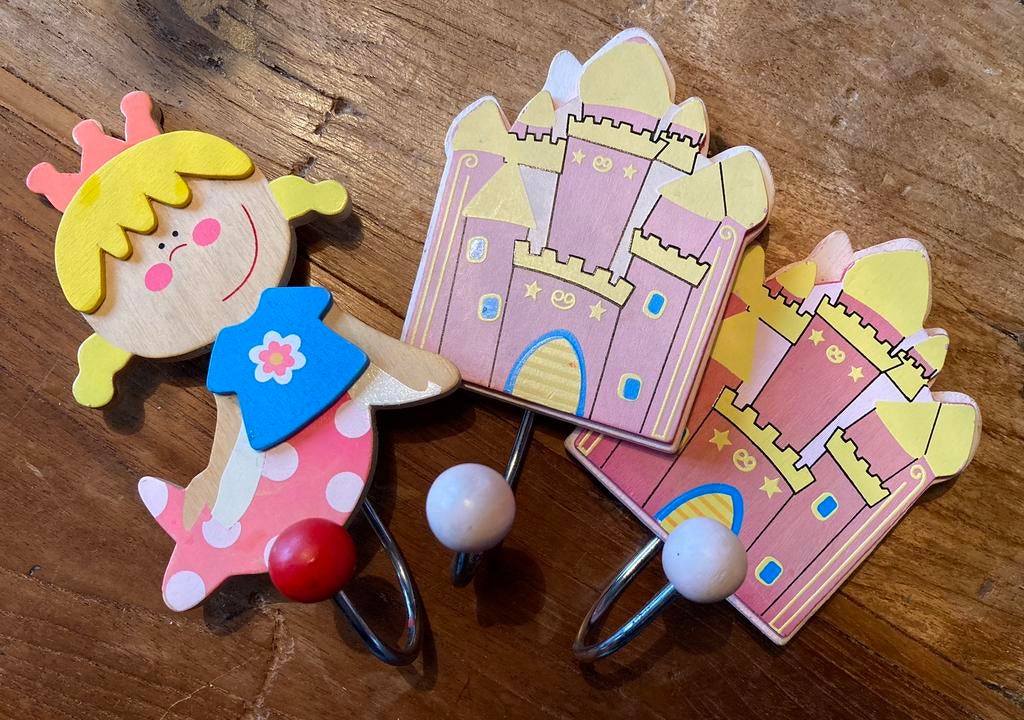 Portemanteaux château et sirène, Enlèvement, Utilisé, Bois, Portemanteau enfant