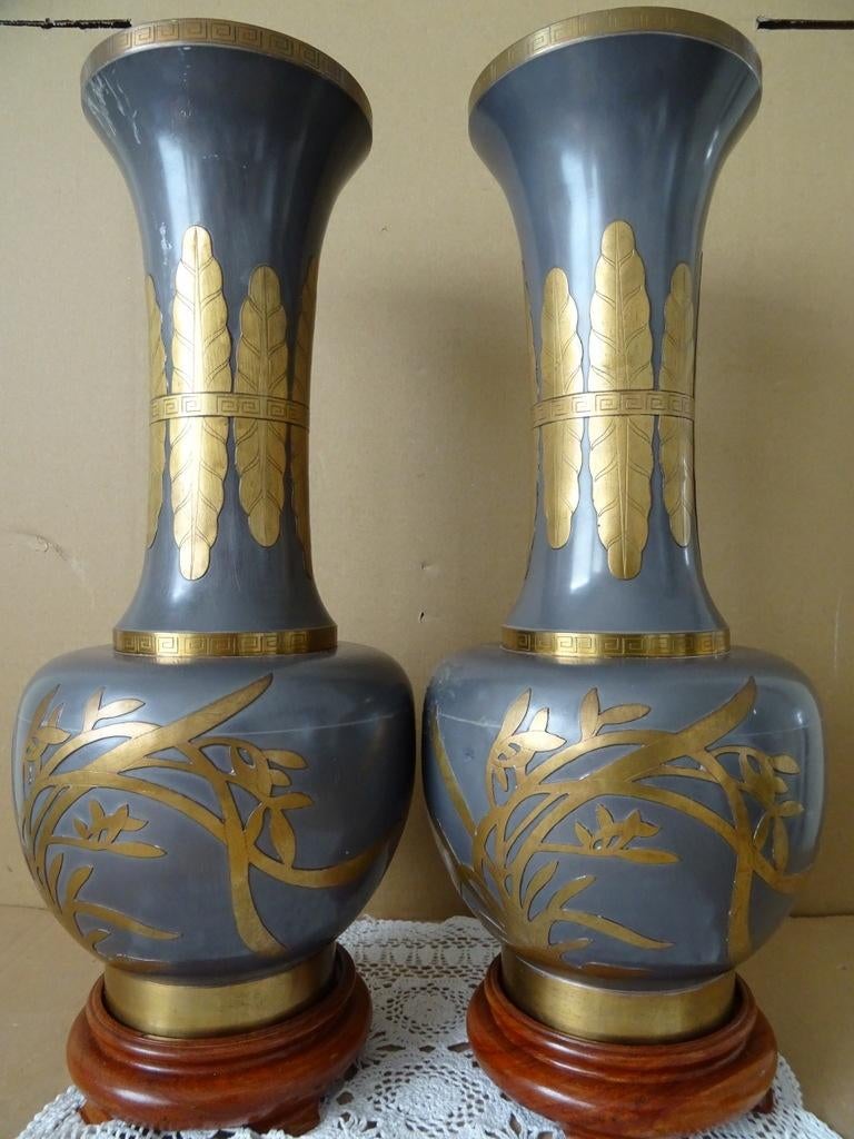 Curiosités vases en étain Japon vintage Vases décoratif 45cm, Enlèvement ou Envoi