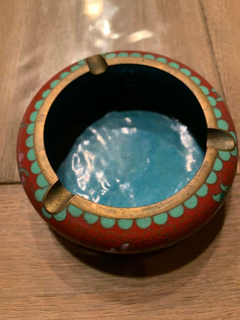 Chinees Cloisonné geemaileerde asbak vintage, Ophalen of Verzenden