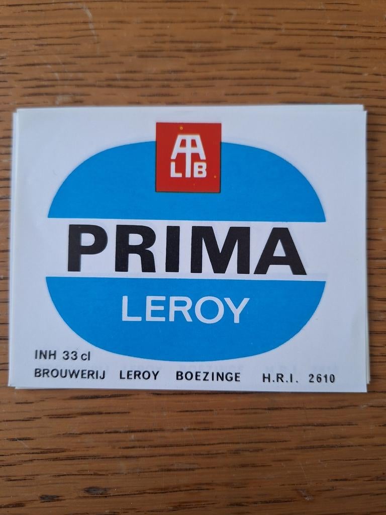 Bieretiket Prima Ale brouwerij Leroy Boezinge, Verzamelen, Biermerken, Ophalen of Verzenden