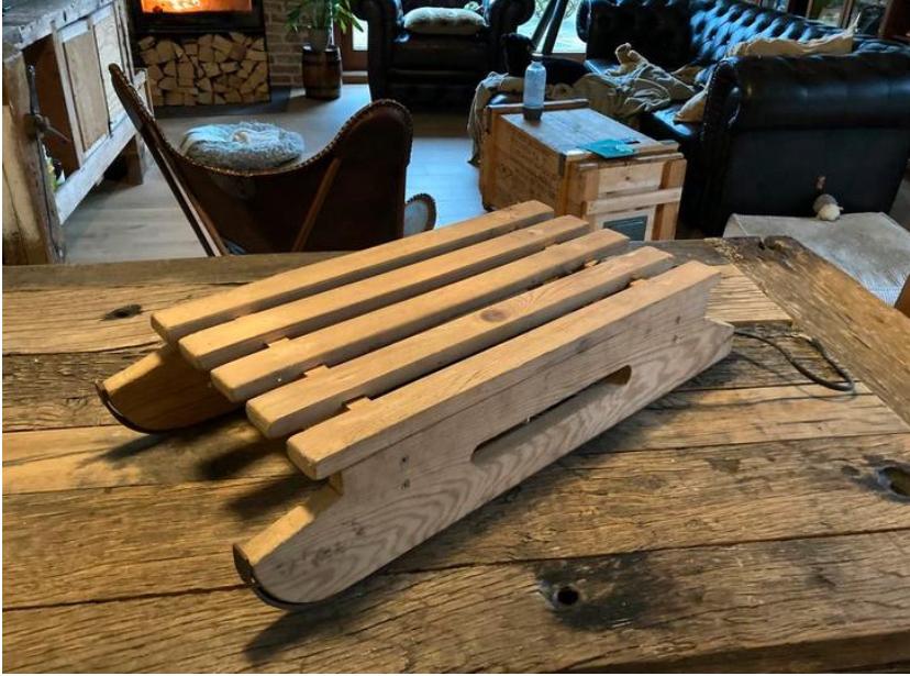 Vintage houten slee - slede, Kinderen en Baby's, Ophalen of Verzenden, Zo goed als nieuw