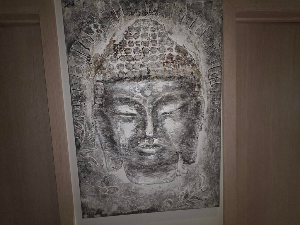 Peinture sur toile 3D Bouddha 99 x 70 cm, Enlèvement, Comme neuf, Peinture