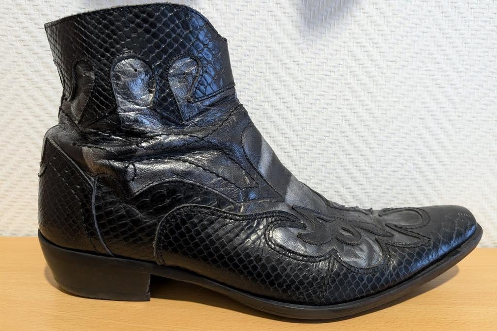 Bottes cowboy véritable cuir souple, style croco, 42, Enlèvement ou Envoi, Comme neuf, Rouge