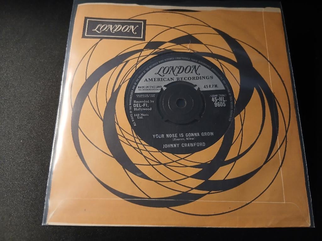 Johnny Crawford ‎– Your Nose Is Gonna Grow '7 Popcorn, Cd's en Dvd's, Vinyl Singles, Zo goed als nieuw, Ophalen of Verzenden